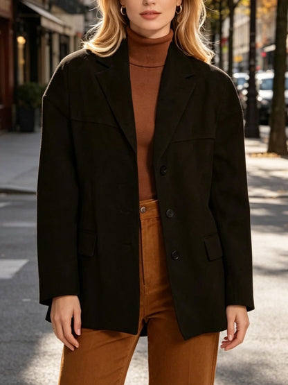 Chique Suède Look Blazer Dames – Oversized Jasje