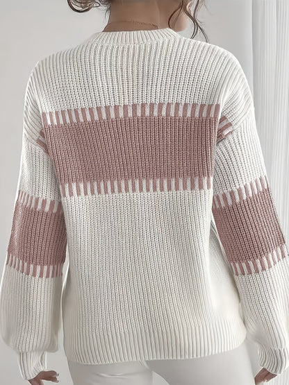 Gestreepte Trui Dames – Sweater Met Colorblock Patroon