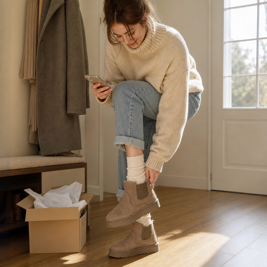 Zachte Snowboots Dames – Enkellaarsjes Met Elastische Inzet