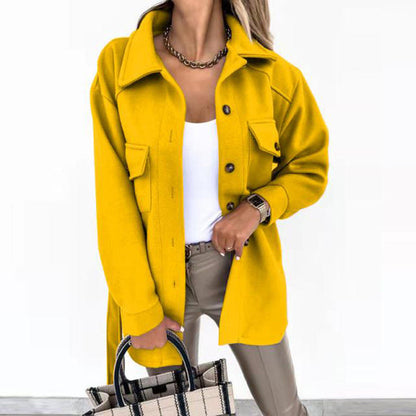 Wollen Overshirt Voor Dames Met Kraag En Borstzakken