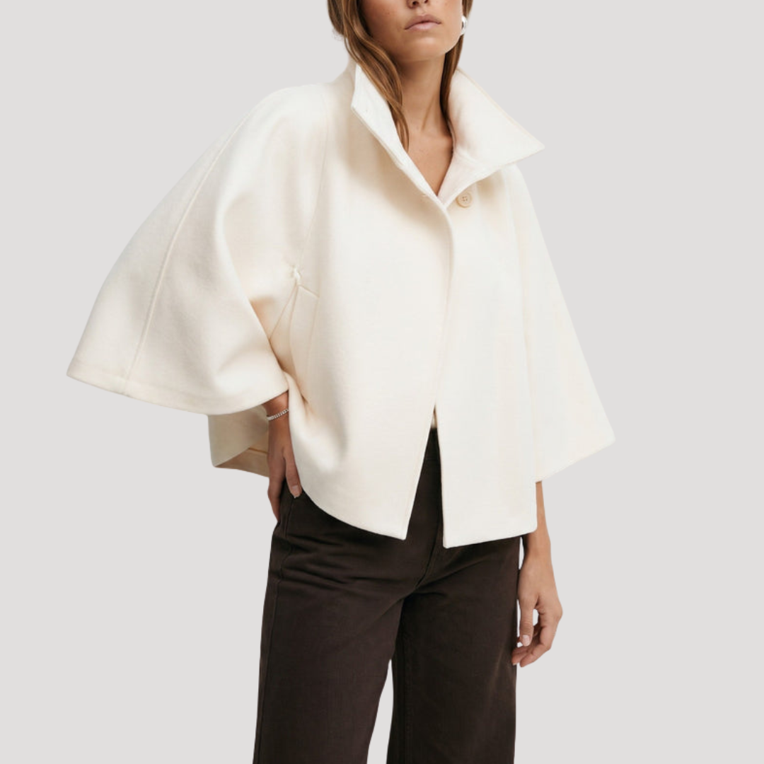 Dames Poncho Jas Met Wijde Mouwen En Strikceintuur