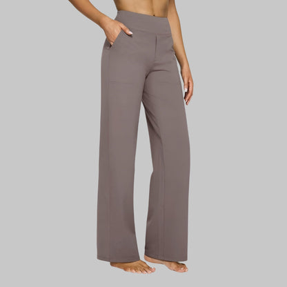 Casual Flared Broek Voor Dames Met Hoge Taille En Zakken
