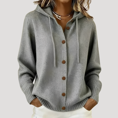 Dames Gebreid Cardigan Met Capuchon En Lange Mouwen