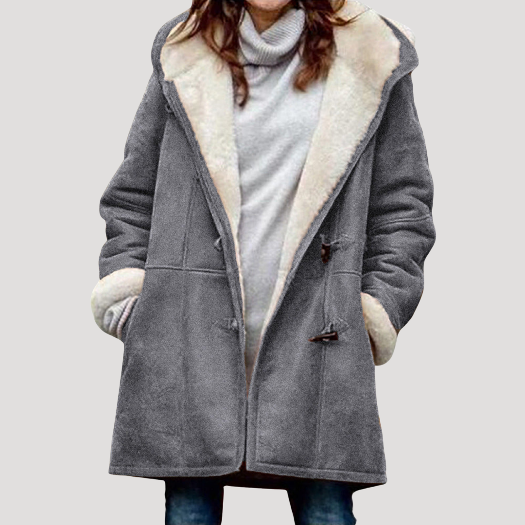 Lange Duffle-Coat Voor Dames Met Capuchon En Warme Voering