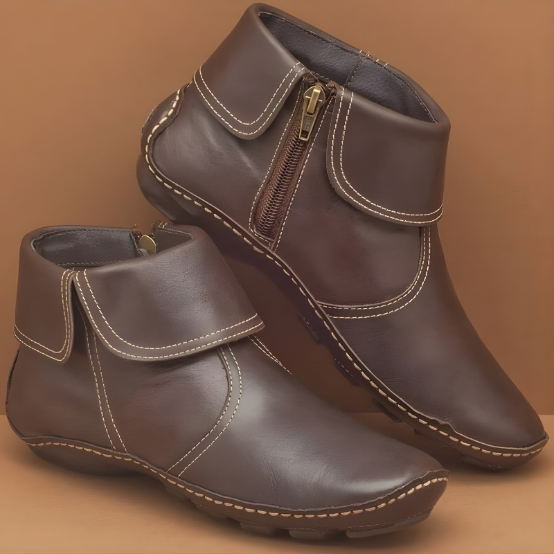 Enkellaarzen Dames – Platte Boots Met Rits