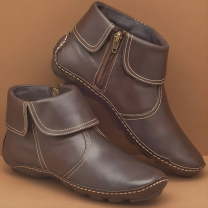 Enkellaarzen Dames – Platte Boots Met Rits