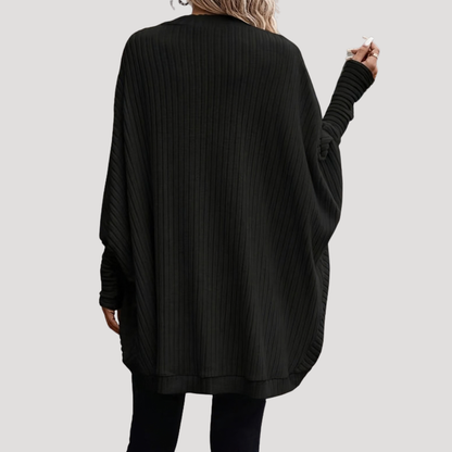 Lange Dames Oversized Cardigan Met Geribde Details En Lange Mouwen