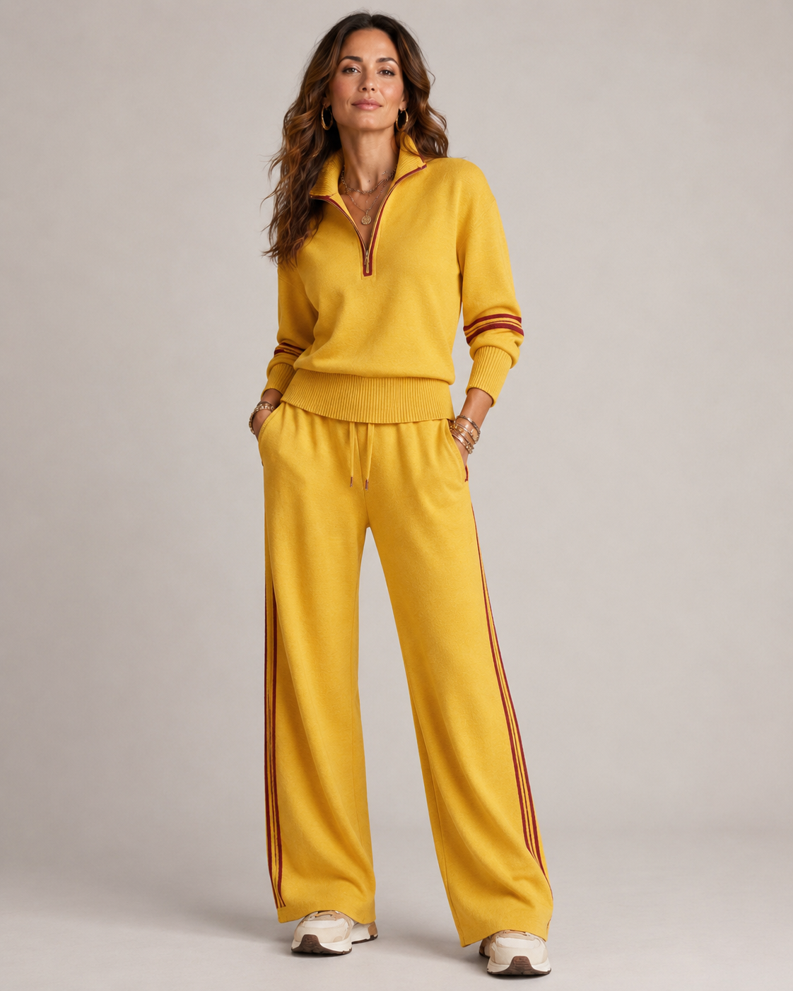 Dames Co-ord Set Met Halve Rits En Joggingbroek