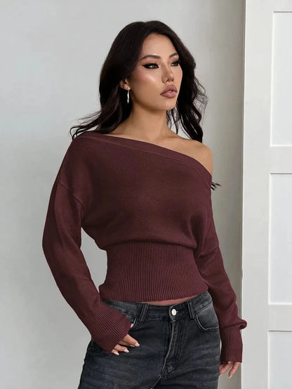 Oversized Dames Trui Met Asymmetrische Hals