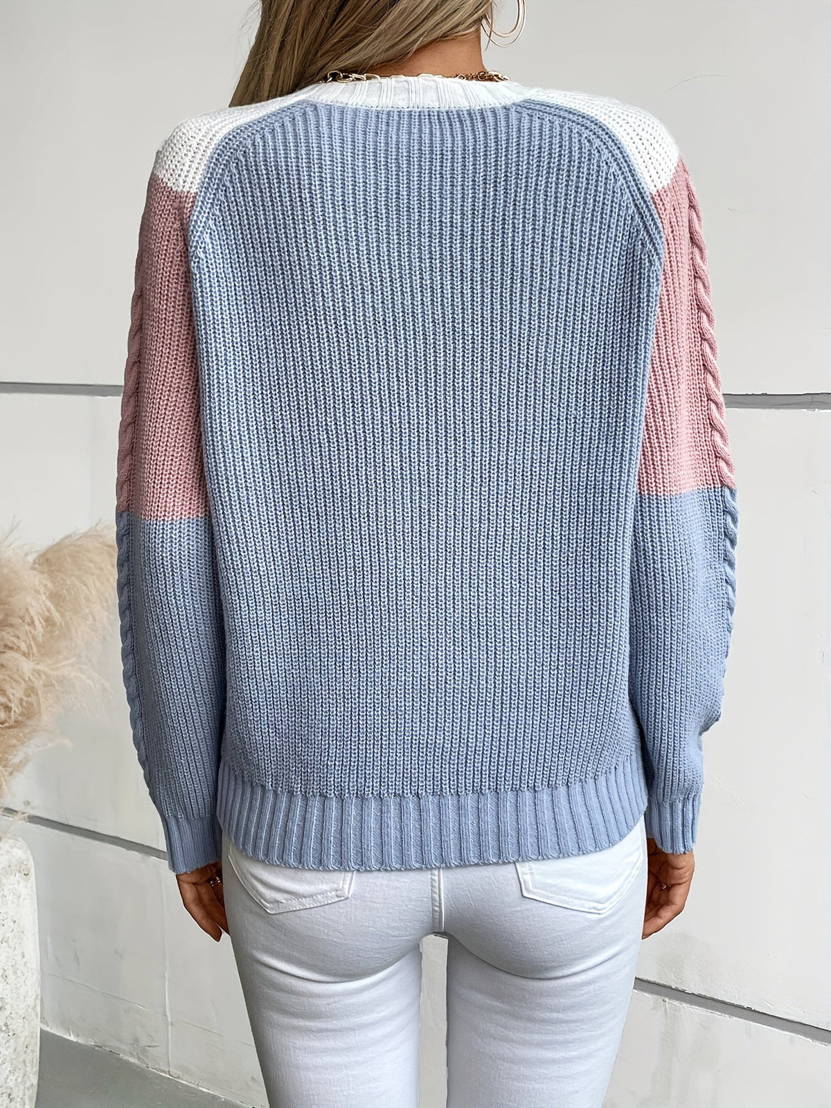 Gebreide Kabeltrui Dames – Colorblock Trui & Wintertrui