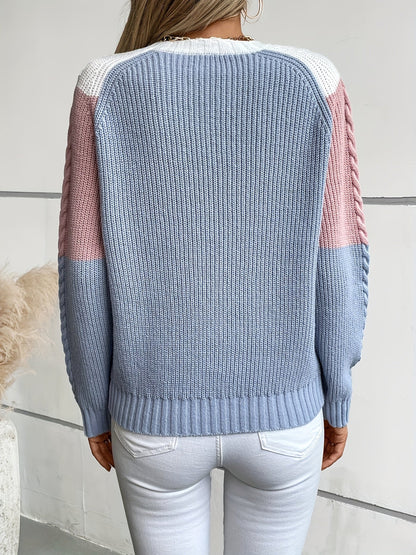 Gebreide Kabeltrui Dames – Colorblock Trui & Wintertrui