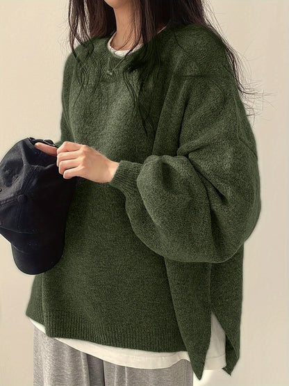 Oversized Gebreide Trui Dames – Trui Met Ballonmouwen