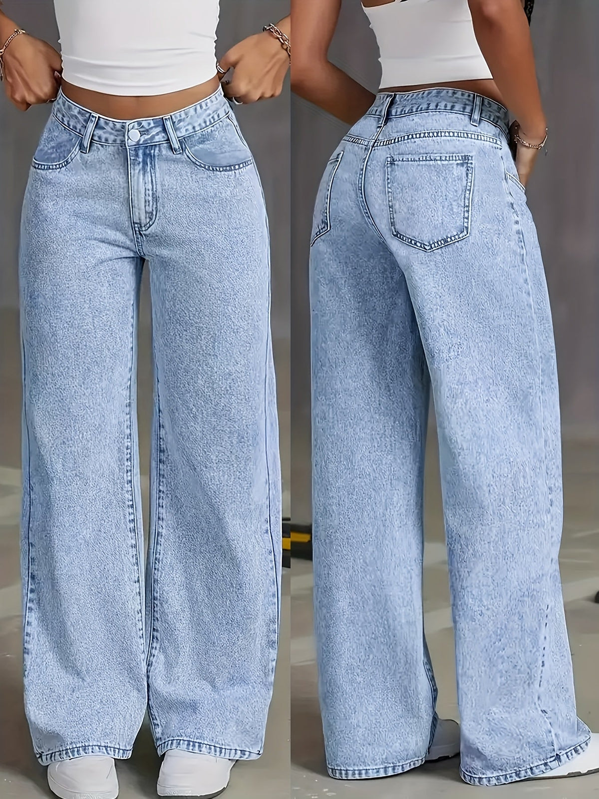 High-Waist Jeans Dames – Spijkerbroek Met Wijde Pijpen