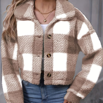 Geruite Korte Teddy Vest Dames – Teddy Jas & Tussenjas
