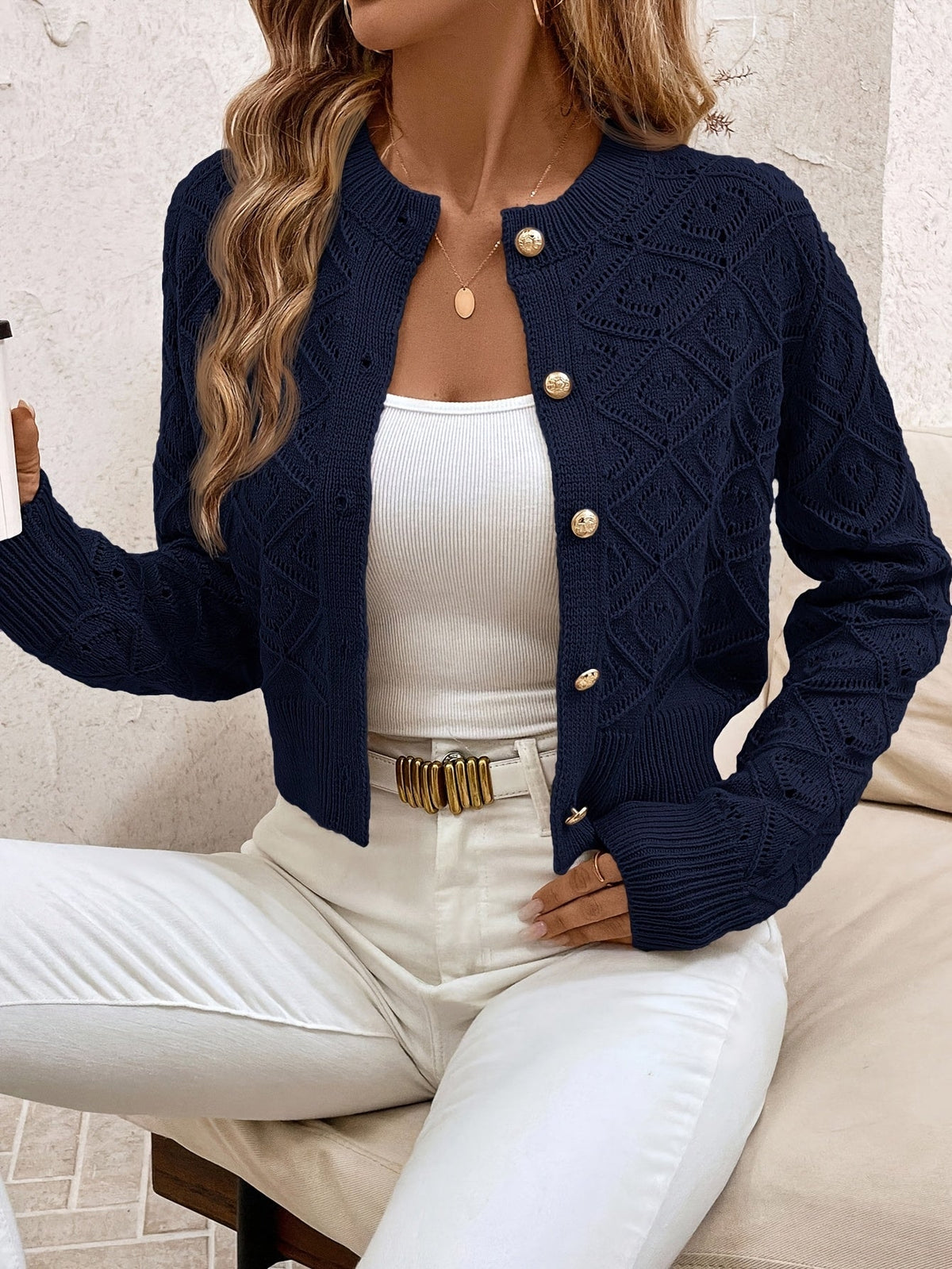 Chique Kort Gebreid Vest Dames – Cardigan