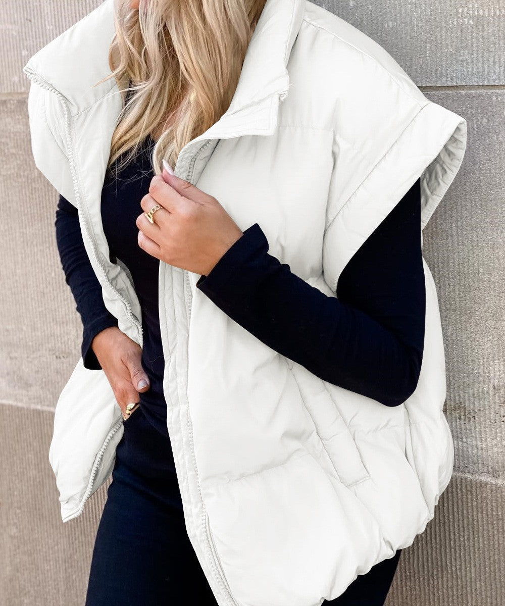 Gewatteerde Bodywarmer Voor Dames Met Hoge Kraag En Ritssluiting