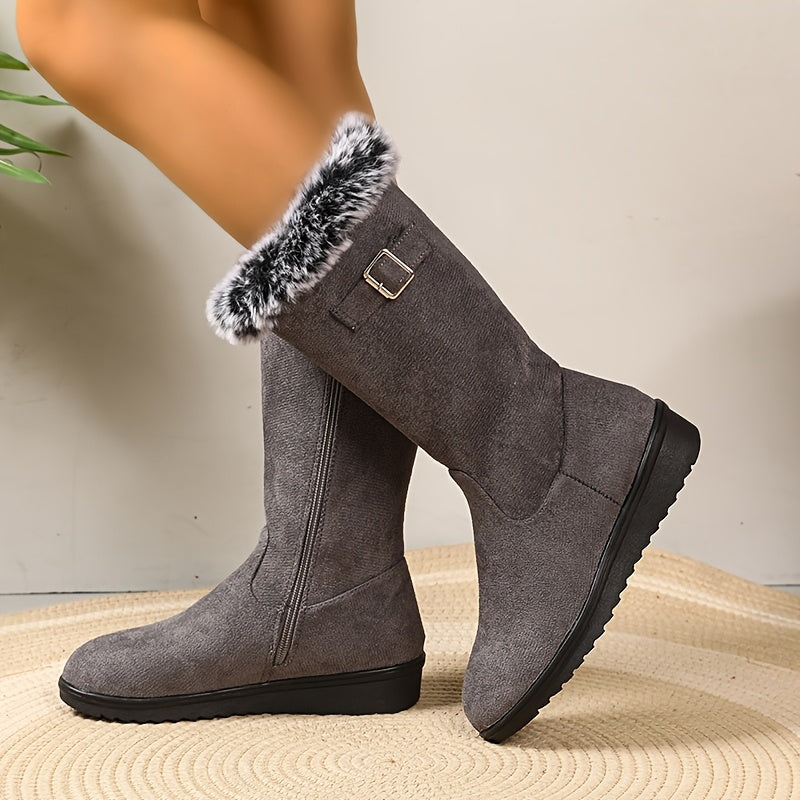 Gevoerde Winterlaarzen Dames – Suède Look Laarzen