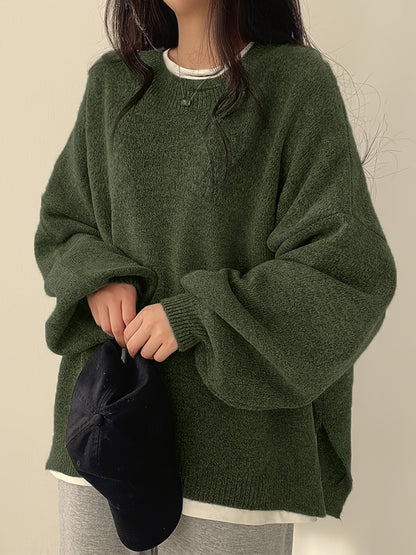 Oversized Gebreide Trui Dames – Trui Met Ballonmouwen