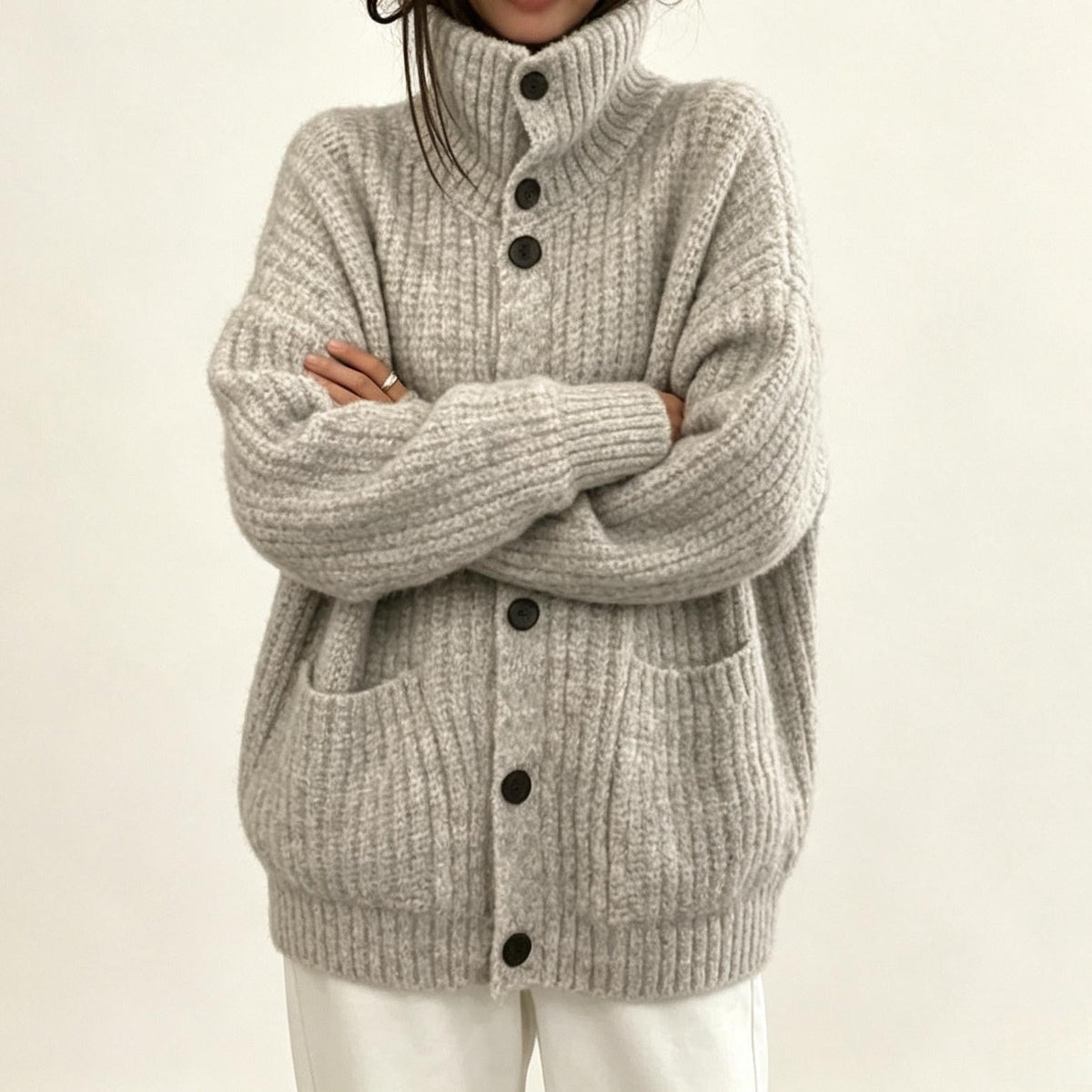 Oversized Gebreid Vest Dames – Grof Gebreide Cardigan
