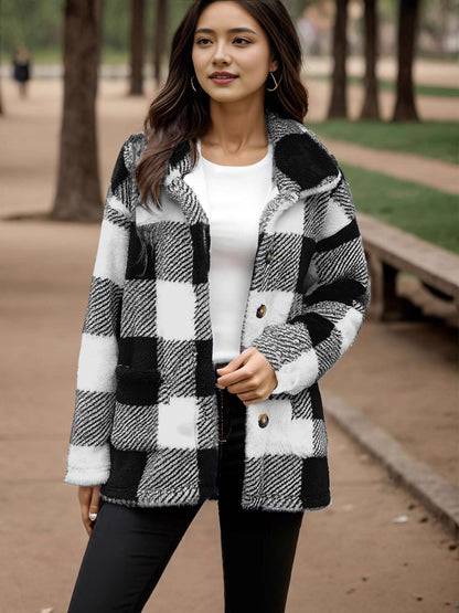 Geruite Teddy Jas Dames – Oversized Tussenjas