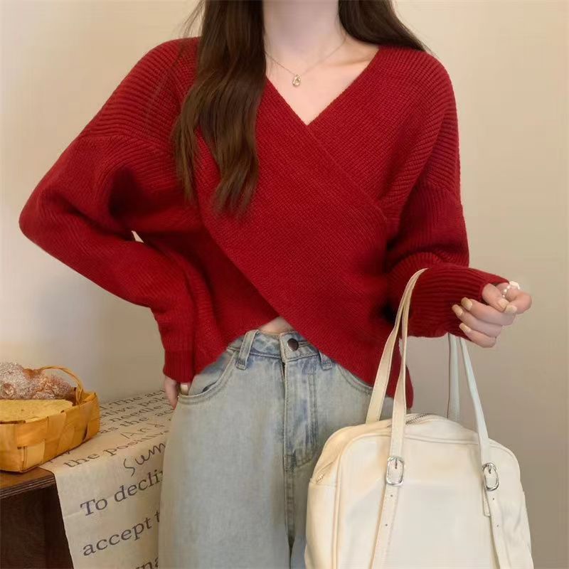 Off Shoulder Trui Dames – Gebreide Trui Met V-Hals