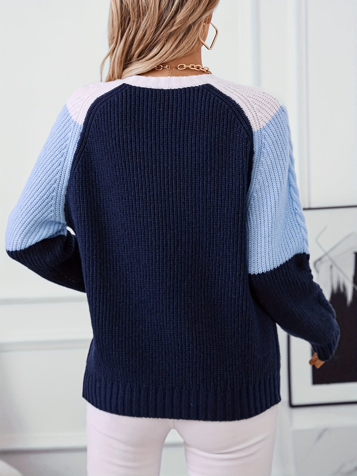 Gebreide Kabeltrui Dames – Colorblock Trui & Wintertrui