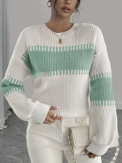 Gestreepte Trui Dames – Sweater Met Colorblock Patroon