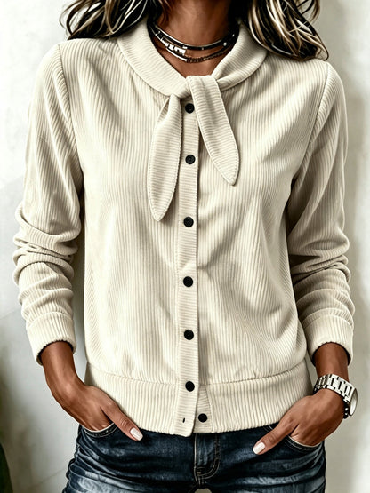 Corduroy Vest Dames – Cardigan Met Strik En Knopen