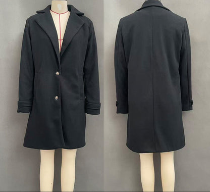 Chique Mantel Dames – Halflange Vintage Jas Met Revers