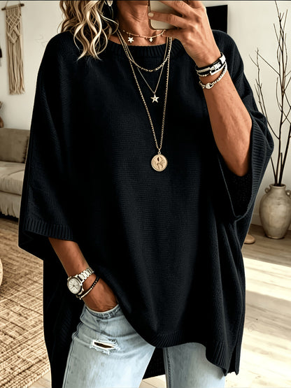 Oversized Trui Dames – Fijngebreide Trui Met Vleermuismouwen