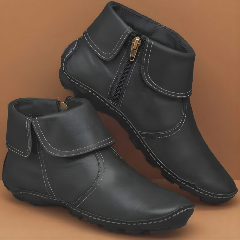 Enkellaarzen Dames – Platte Boots Met Rits