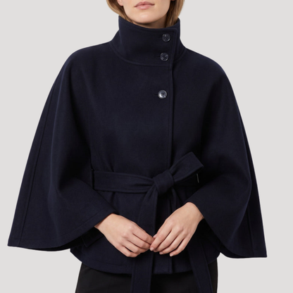Dames Poncho Jas Met Wijde Mouwen En Strikceintuur