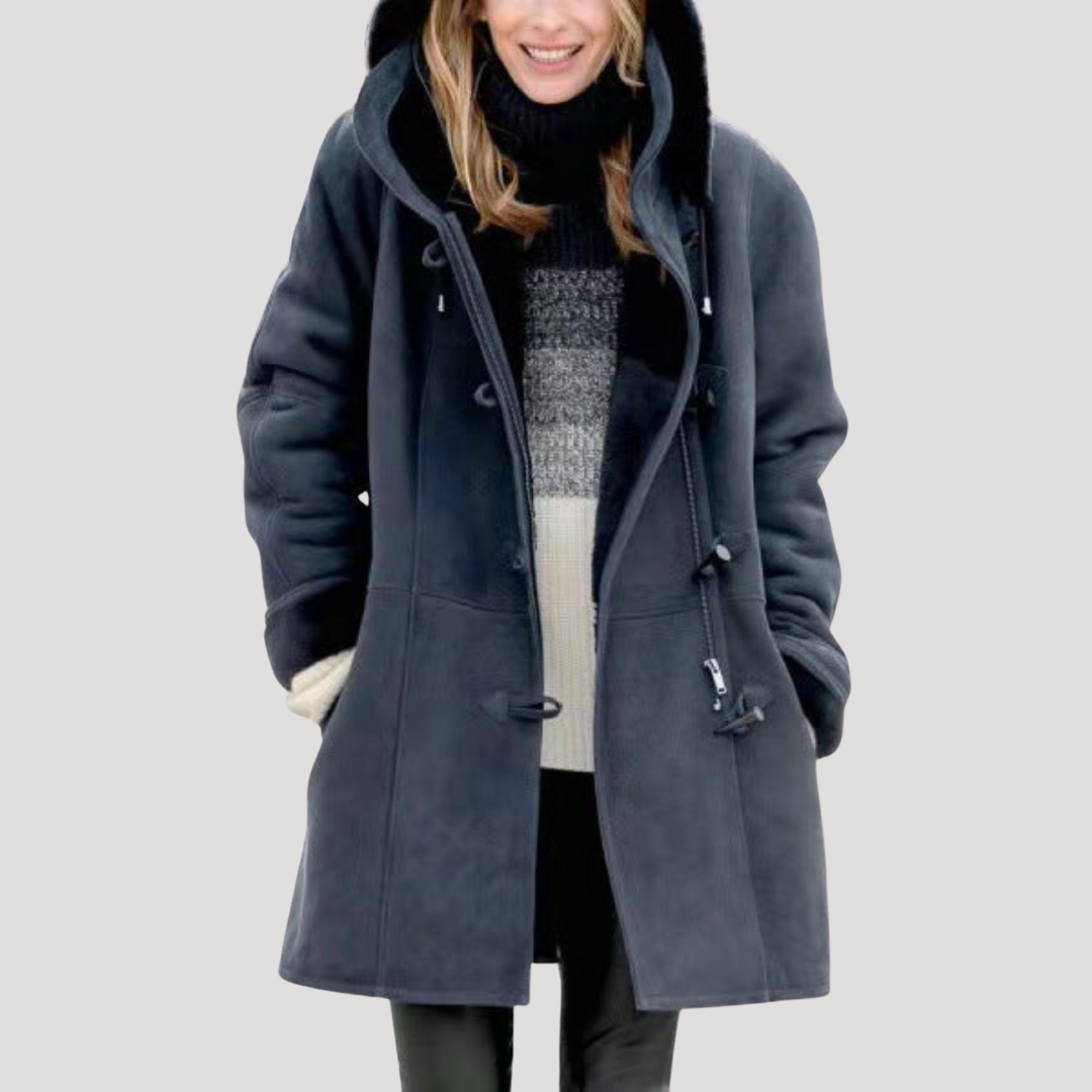 Lange Duffle-Coat Voor Dames Met Capuchon En Warme Voering