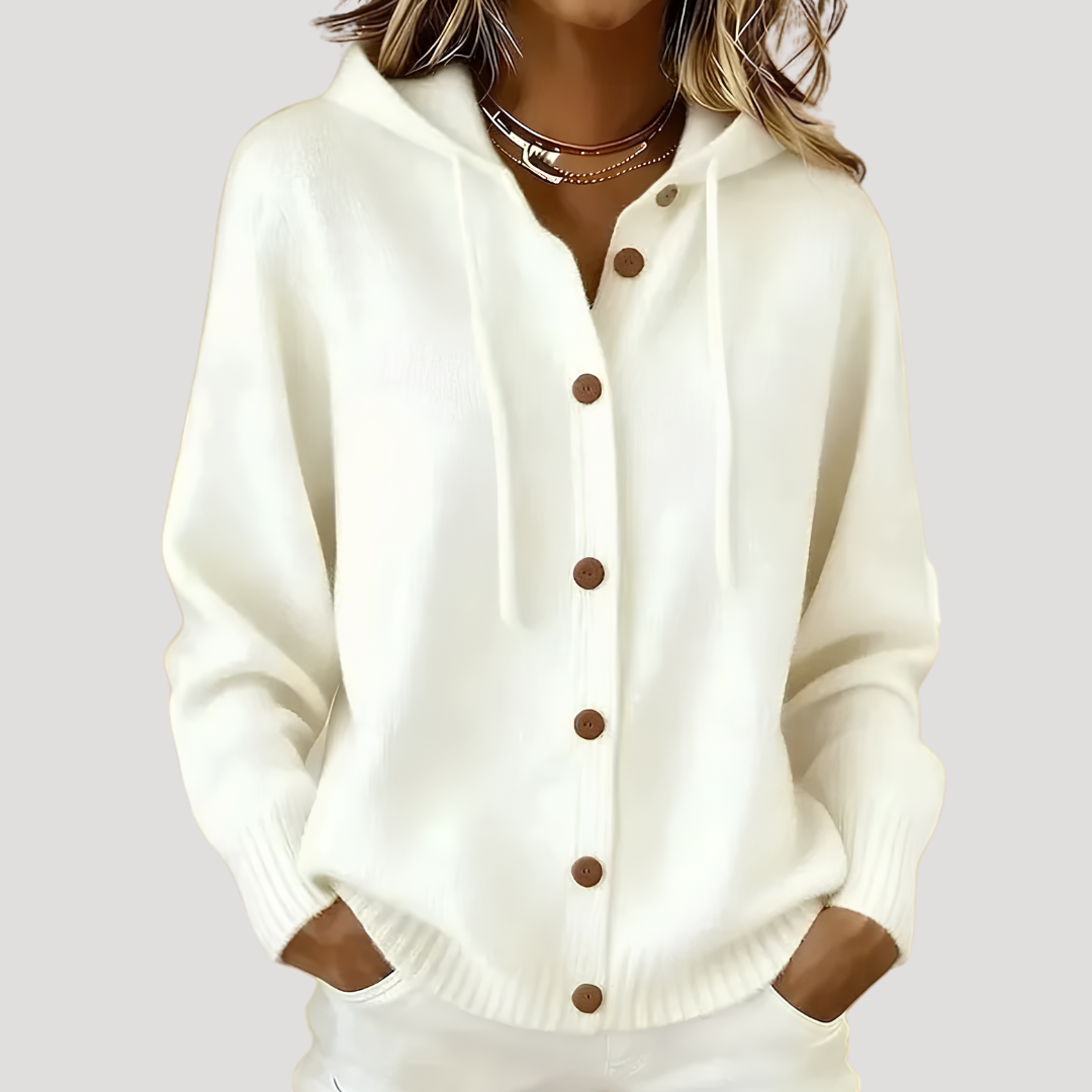 Dames Gebreid Cardigan Met Capuchon En Lange Mouwen