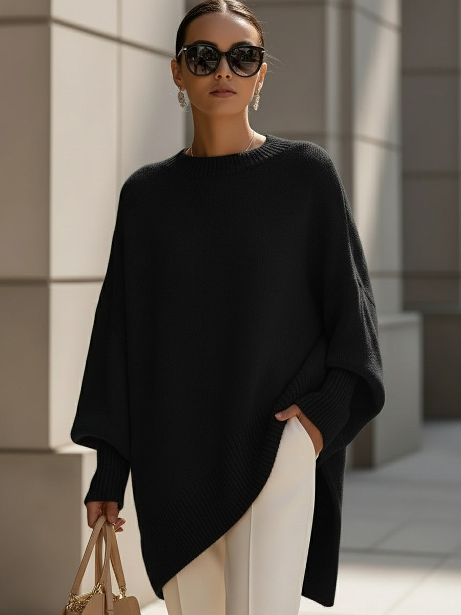 Oversized Dames Poncho Trui Met Puntige Zoom