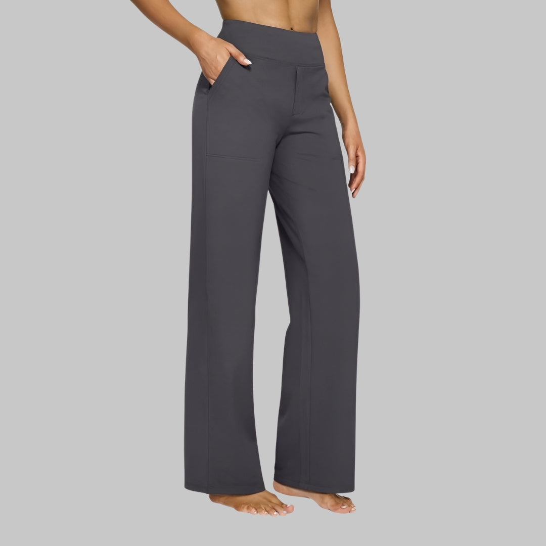 Casual Flared Broek Voor Dames Met Hoge Taille En Zakken