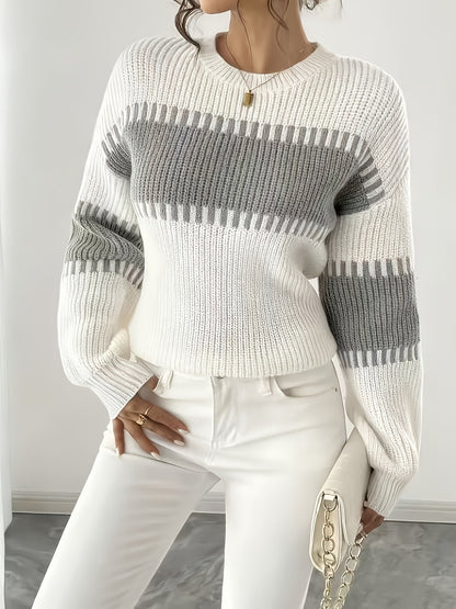 Gestreepte Trui Dames – Sweater Met Colorblock Patroon