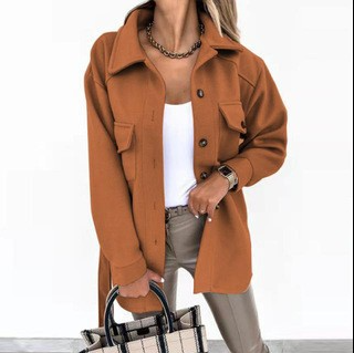 Wollen Overshirt Voor Dames Met Kraag En Borstzakken