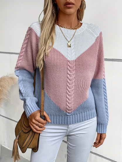 Gebreide Kabeltrui Dames – Colorblock Trui & Wintertrui
