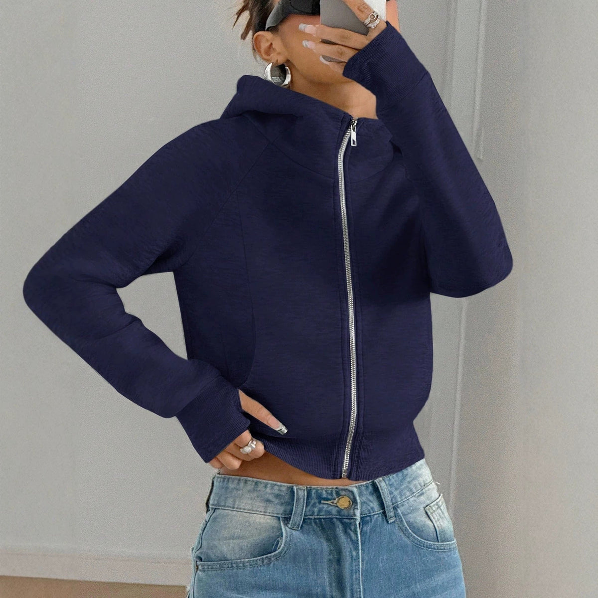 Cropped Hoodie Dames – Korte Sweater Met Rits & Capuchon