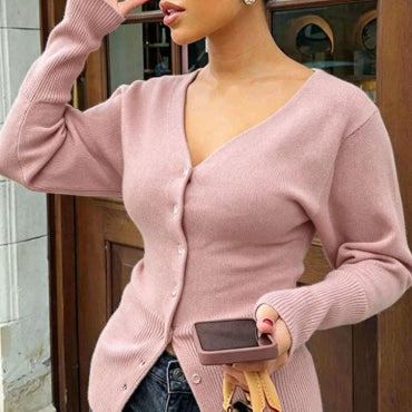 Getailleerd Vest Dames Met V-Hals – Gebreide Cardigan