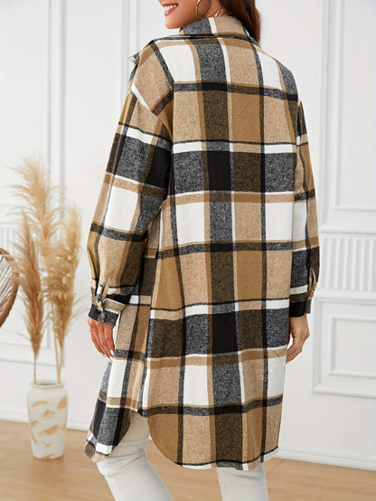 Lange Geruite Jas Dames – Oversized Mantel & Winterjas