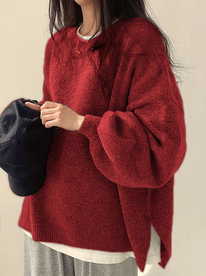 Oversized Gebreide Trui Dames – Trui Met Ballonmouwen