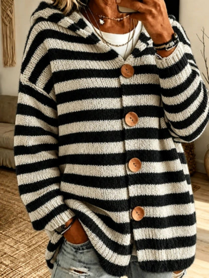 Gestreept Vest Dames – Cardigan Met Capuchon
