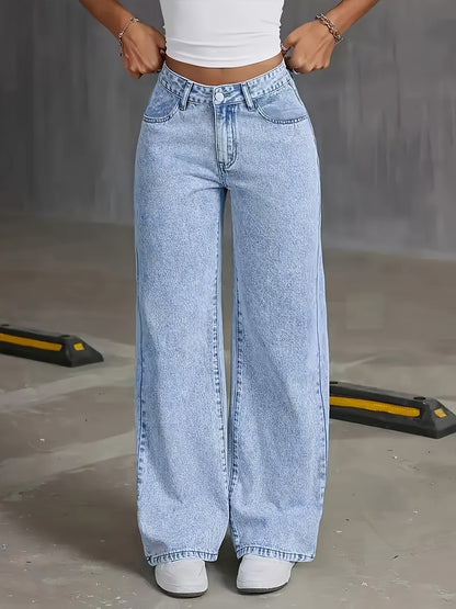 High-Waist Jeans Dames – Spijkerbroek Met Wijde Pijpen