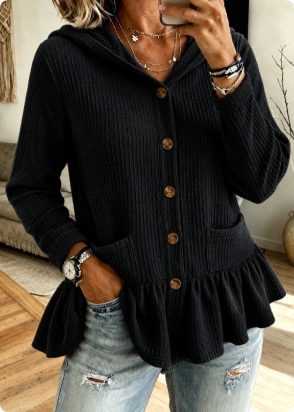 Blouse Dames Met Ruches – Geribde Blouse Met Lange Mouwen