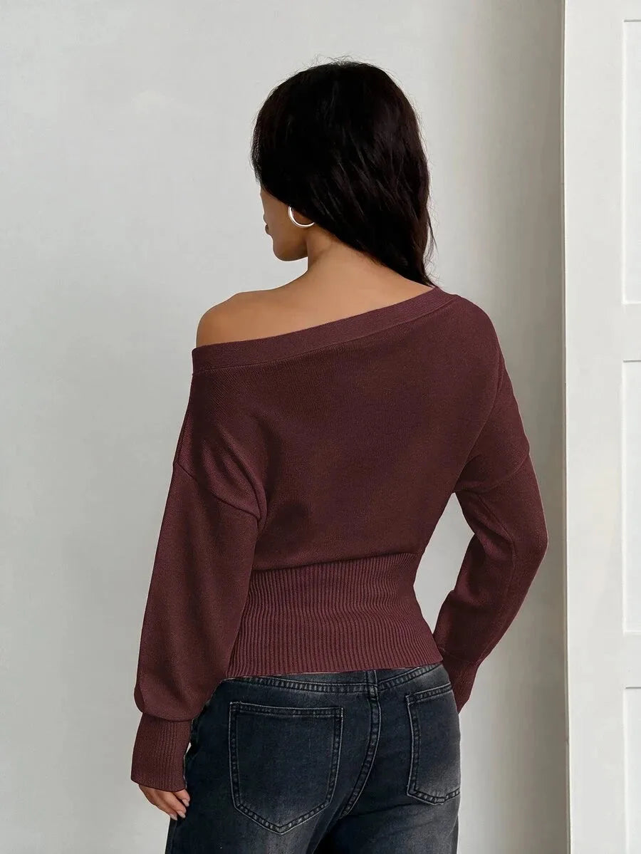 Oversized Dames Trui Met Asymmetrische Hals