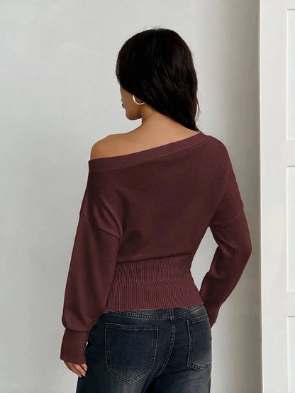Oversized Dames Trui Met Asymmetrische Hals