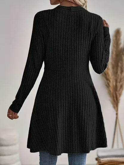 Lang Vest Dames – Gebreide Cardigan Met V-Hals