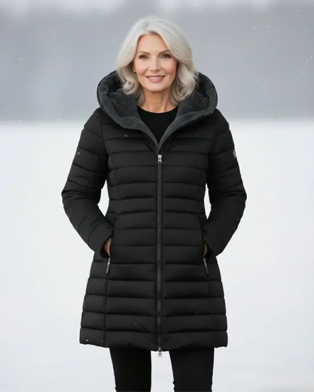 Lange Dames Pufferjas Met Capuchon En Ritssluiting